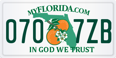 FL license plate 0707ZB