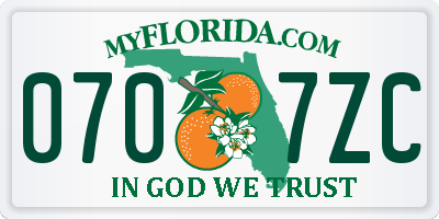 FL license plate 0707ZC