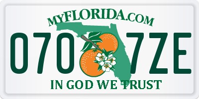 FL license plate 0707ZE