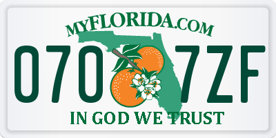 FL license plate 0707ZF