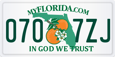 FL license plate 0707ZJ