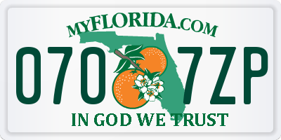 FL license plate 0707ZP