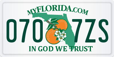 FL license plate 0707ZS