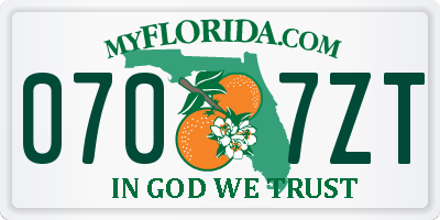 FL license plate 0707ZT