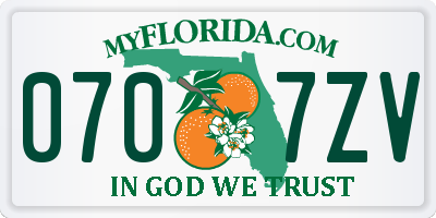 FL license plate 0707ZV