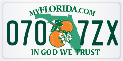 FL license plate 0707ZX