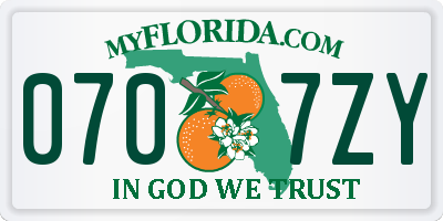 FL license plate 0707ZY