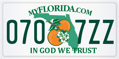 FL license plate 0707ZZ