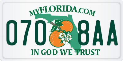 FL license plate 0708AA