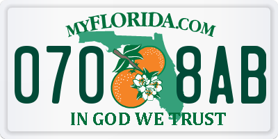 FL license plate 0708AB