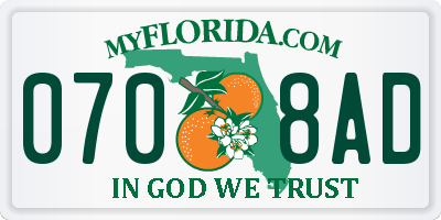 FL license plate 0708AD