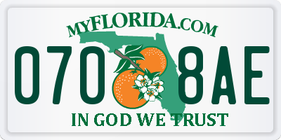 FL license plate 0708AE