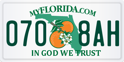 FL license plate 0708AH