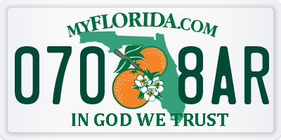 FL license plate 0708AR