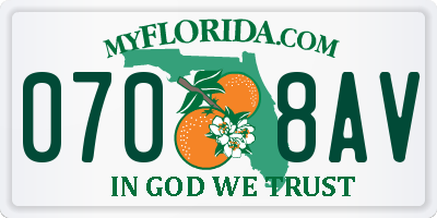 FL license plate 0708AV