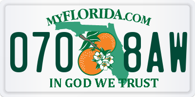 FL license plate 0708AW