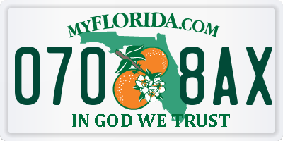 FL license plate 0708AX