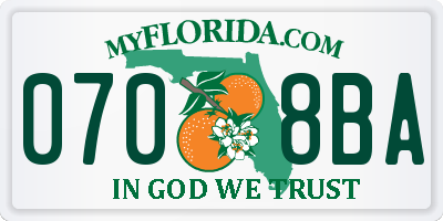 FL license plate 0708BA