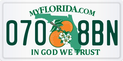 FL license plate 0708BN