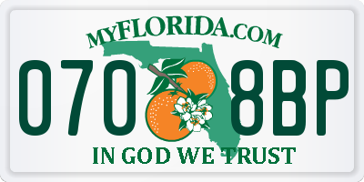 FL license plate 0708BP