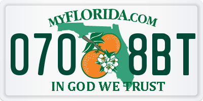 FL license plate 0708BT