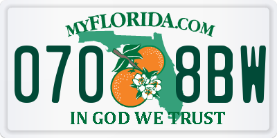 FL license plate 0708BW