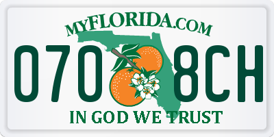 FL license plate 0708CH