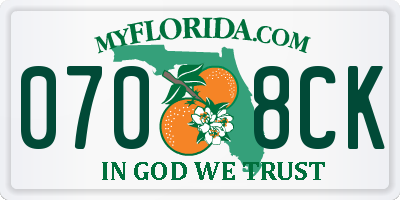 FL license plate 0708CK