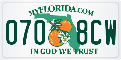 FL license plate 0708CW