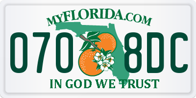 FL license plate 0708DC