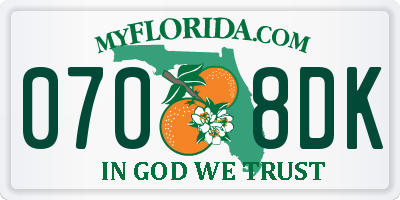 FL license plate 0708DK