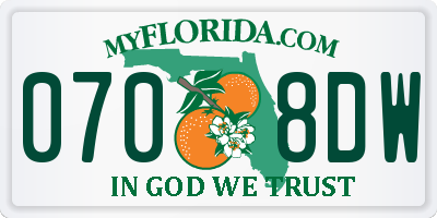 FL license plate 0708DW