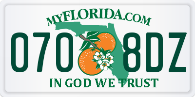 FL license plate 0708DZ