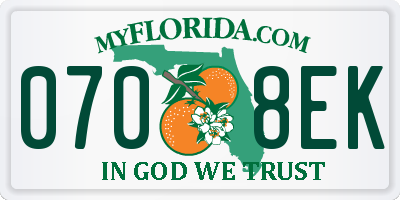 FL license plate 0708EK