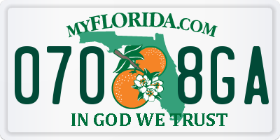 FL license plate 0708GA