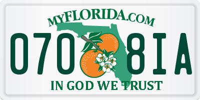 FL license plate 0708IA