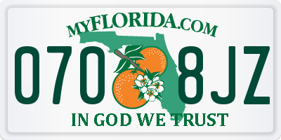FL license plate 0708JZ