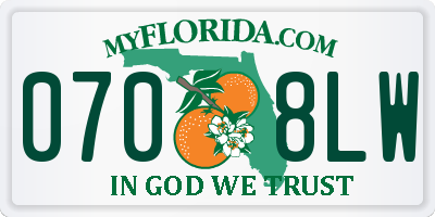 FL license plate 0708LW