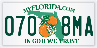 FL license plate 0708MA