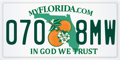 FL license plate 0708MW