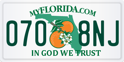 FL license plate 0708NJ