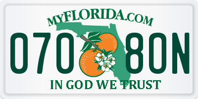 FL license plate 0708ON