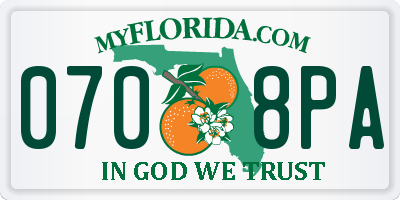 FL license plate 0708PA