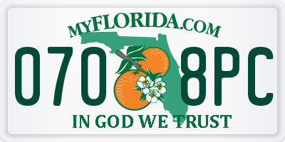 FL license plate 0708PC