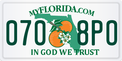FL license plate 0708PO