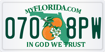 FL license plate 0708PW