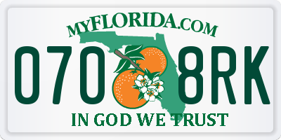 FL license plate 0708RK