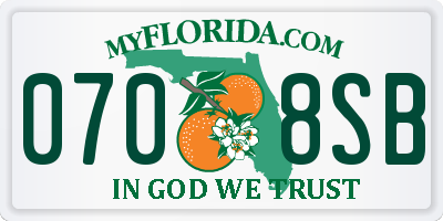 FL license plate 0708SB