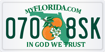 FL license plate 0708SK