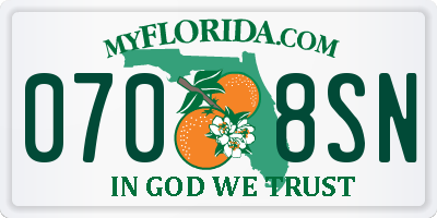 FL license plate 0708SN